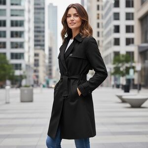 JOSEF - Black Classic Trench Coat - L